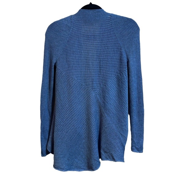 Eileen Fisher 100% Wool Open Front Knit Shawl Collar Diagonal Hem Cardigan PM - Picture 3 of 9